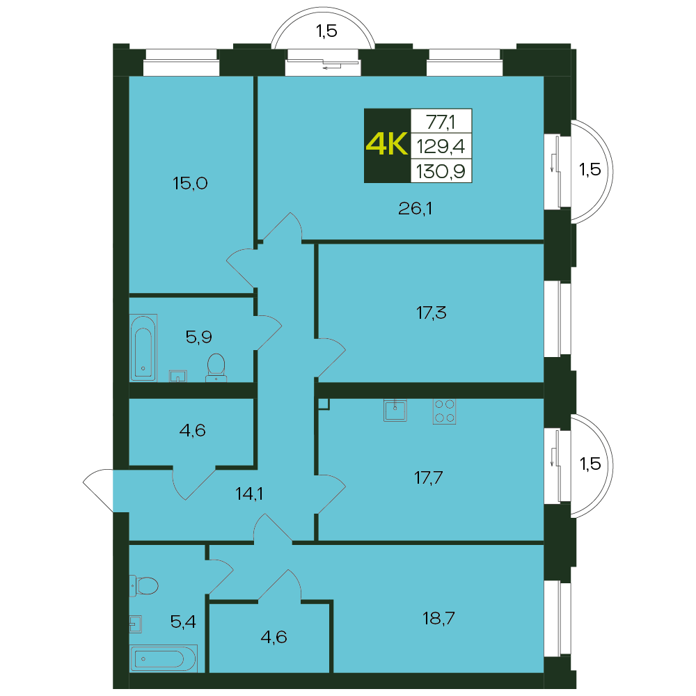 4-комнатная № 28