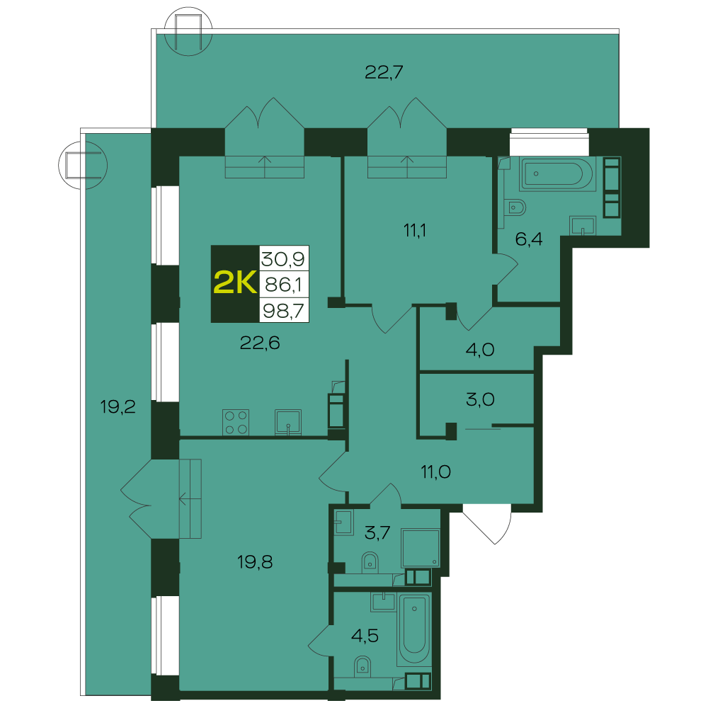 2-комнатная № 41