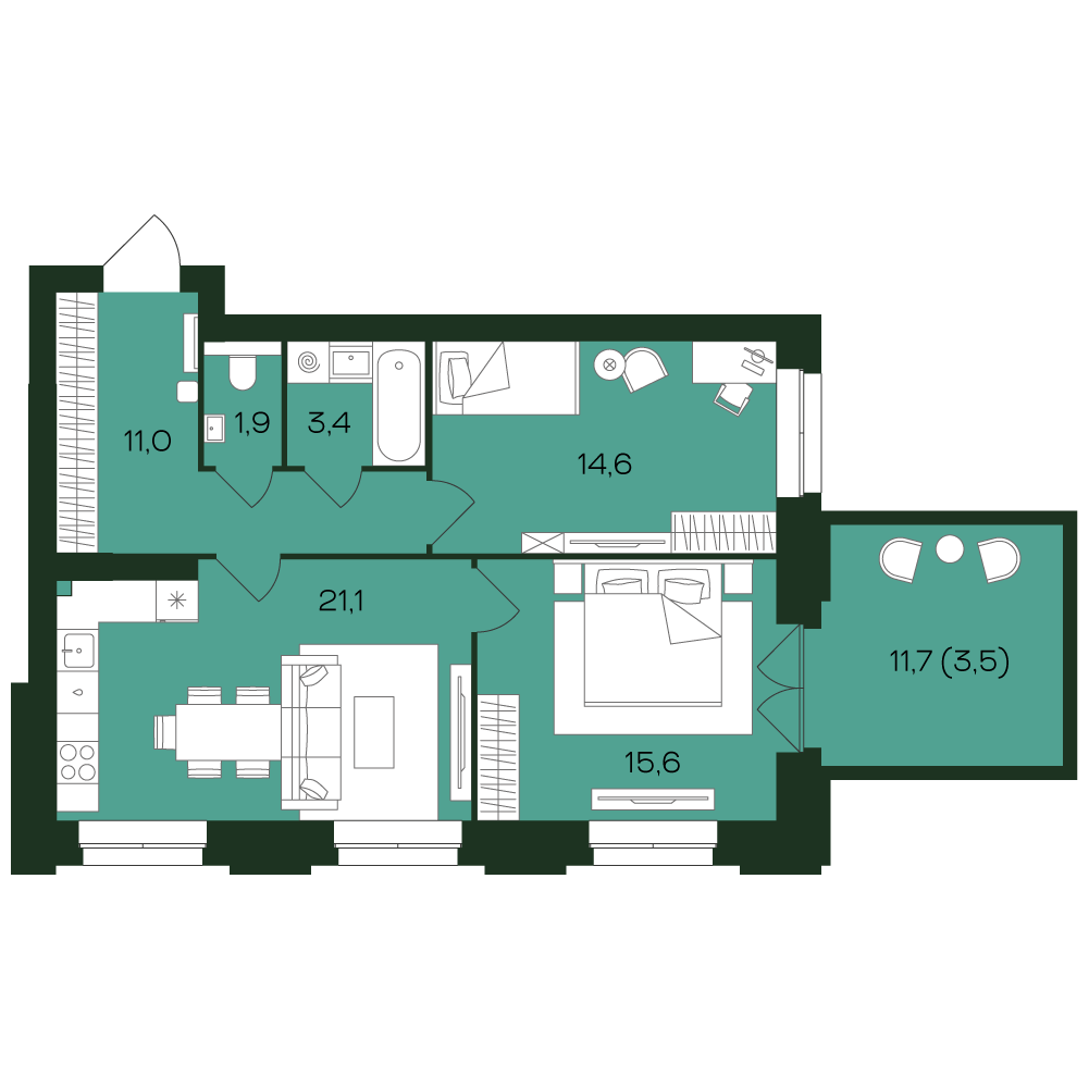 2-комнатная № 6