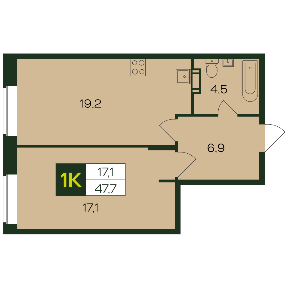1-комнатная № 5