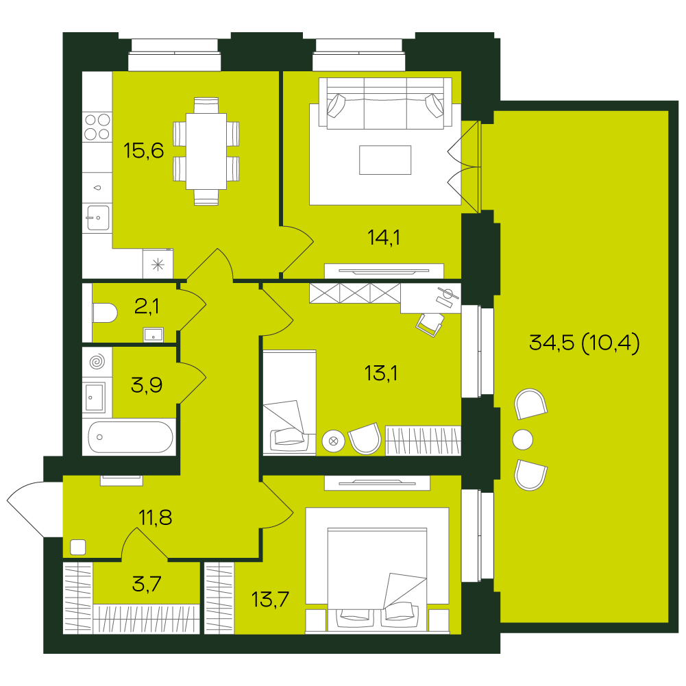 3-комнатная № 4