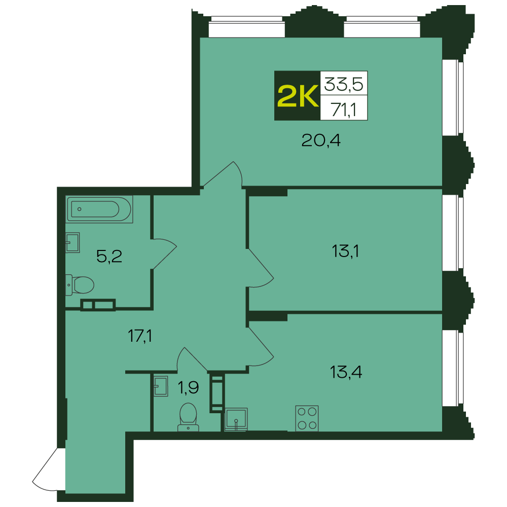 2-комнатная № 4
