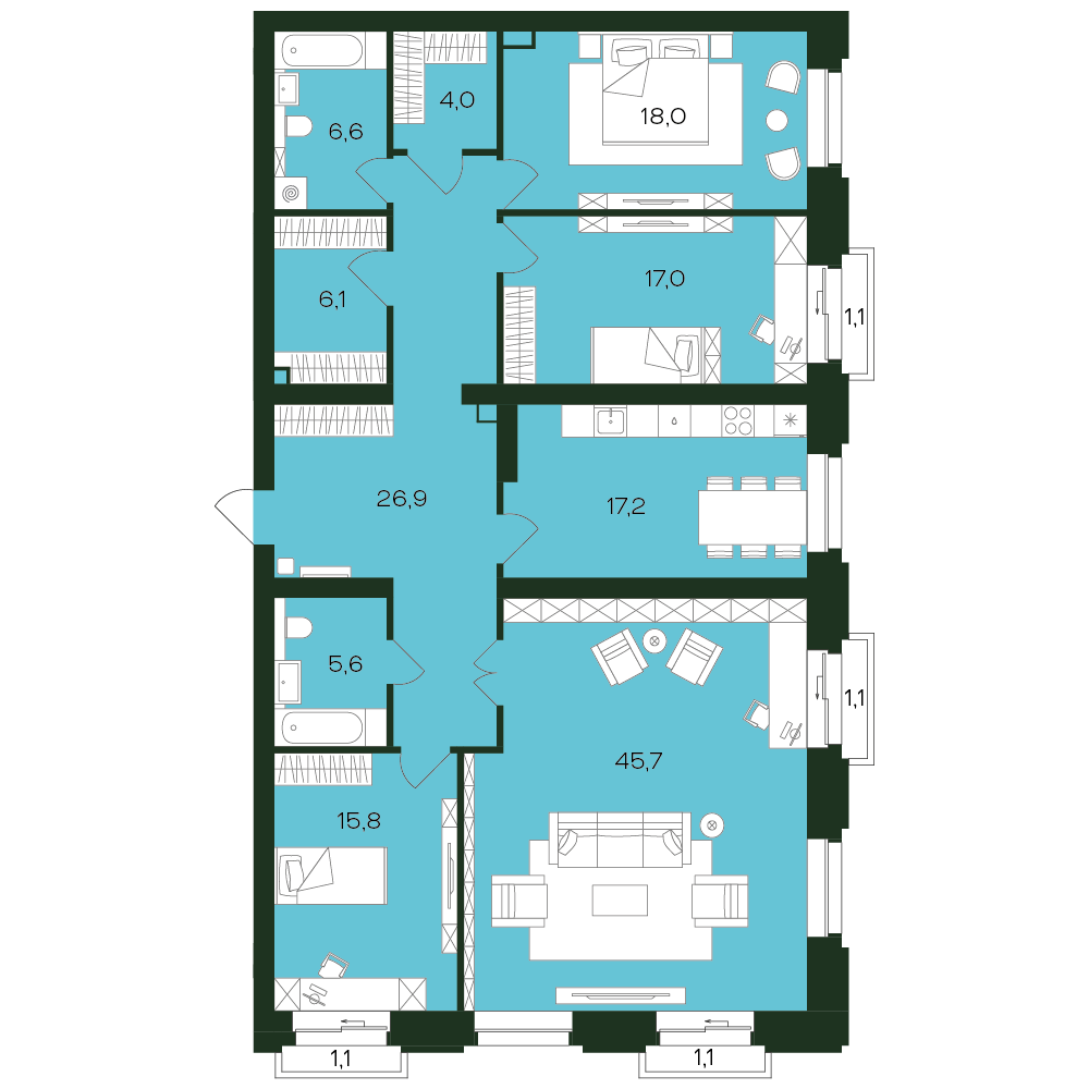 4-комнатная № 50