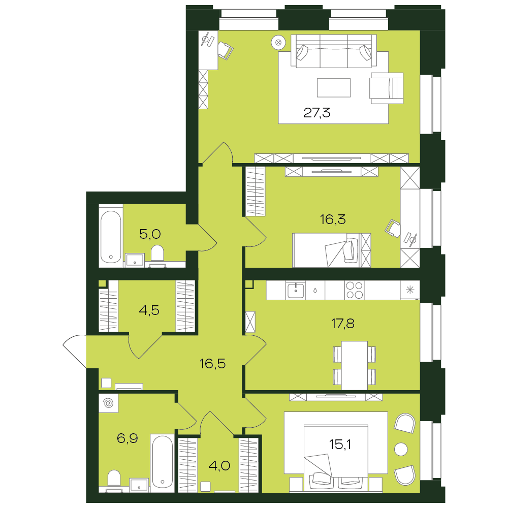 3-комнатная № 27