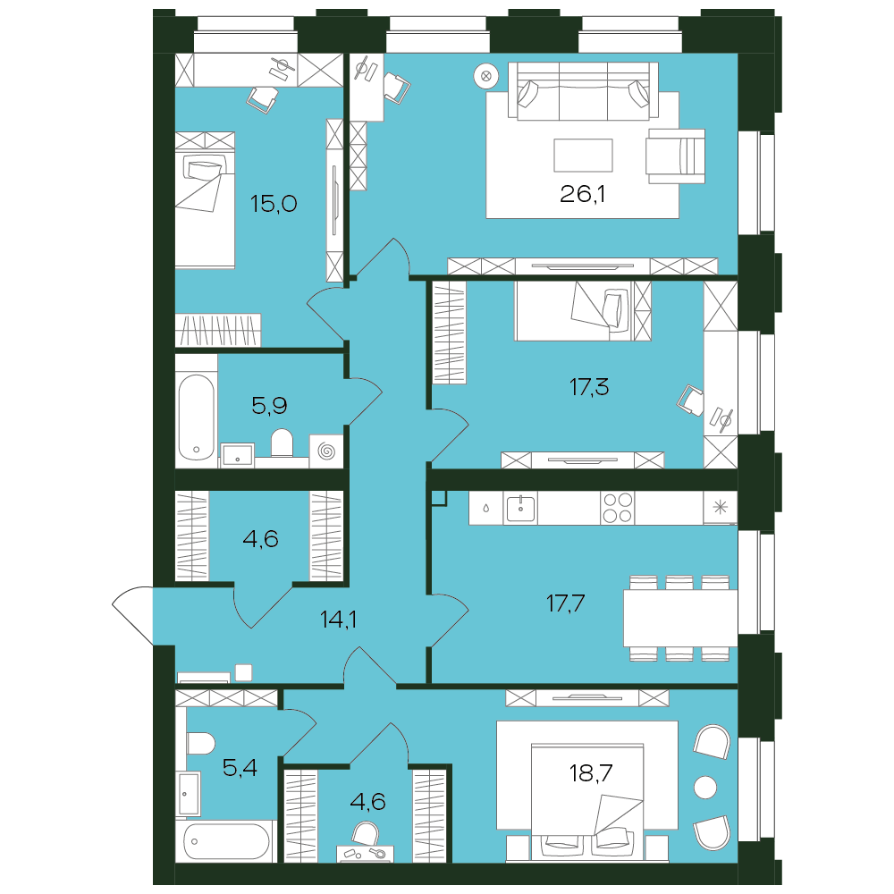 4-комнатная № 28