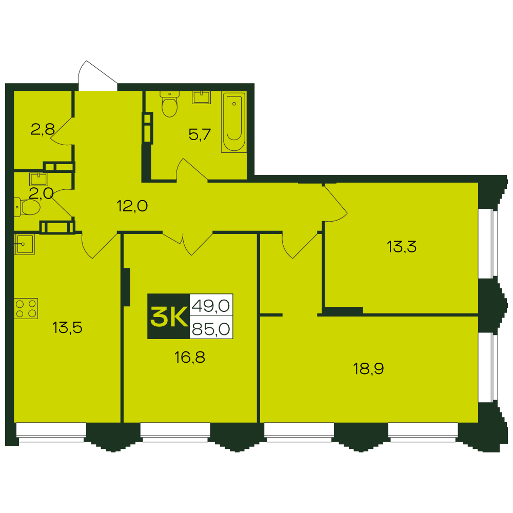 3-комнатная № 6