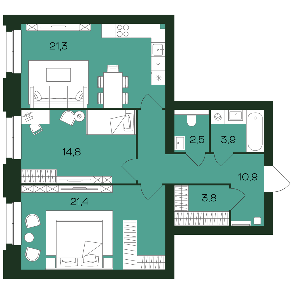 2-комнатная № 8
