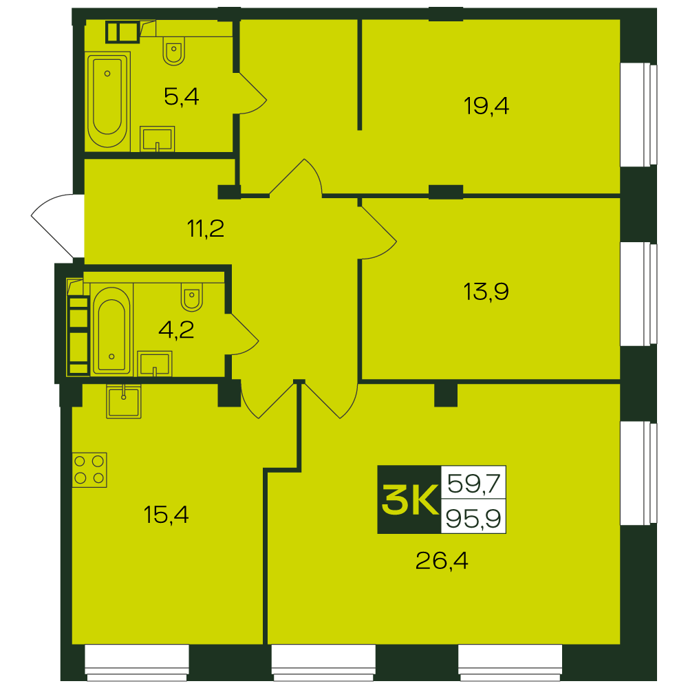 3-комнатная № 27