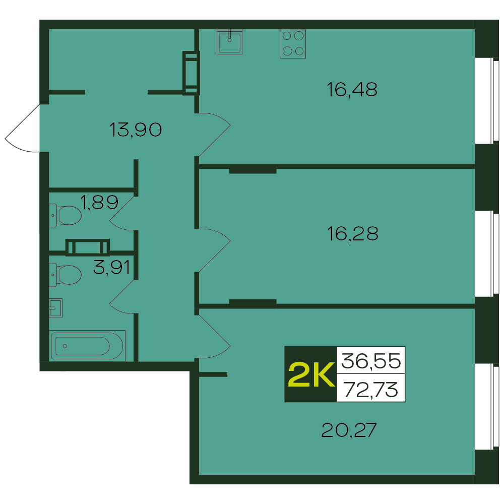 2-комнатная № 72
